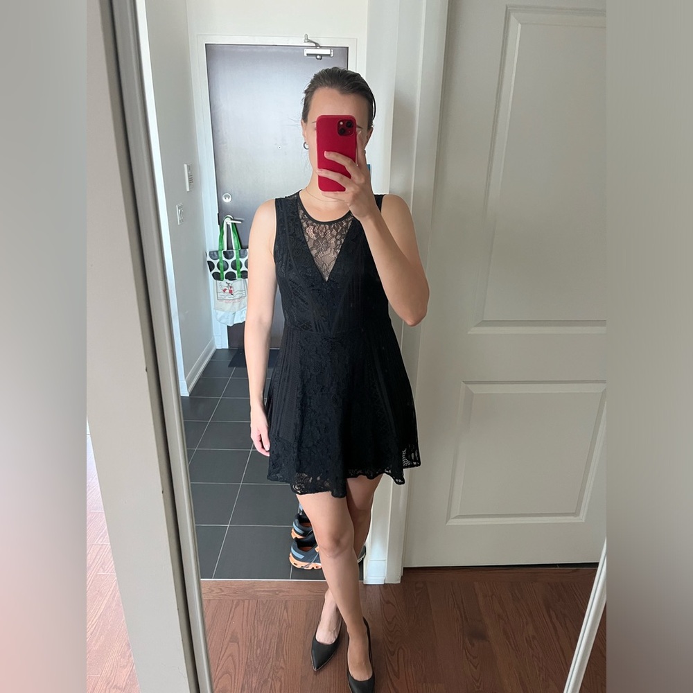 BCBGeneration Black Lace Mini Dress, Size 2
